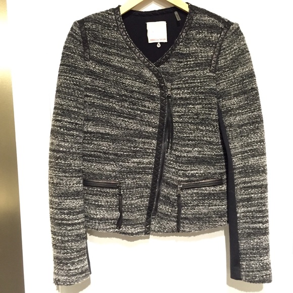 Rebecca Taylor Leather Trimmed Boucle Jacket - Picture 5 of 8